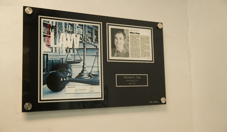 michael g stag leadership in law plaque
