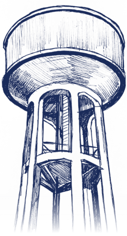drawing of a water tower