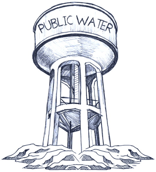 drawing of a public water tower